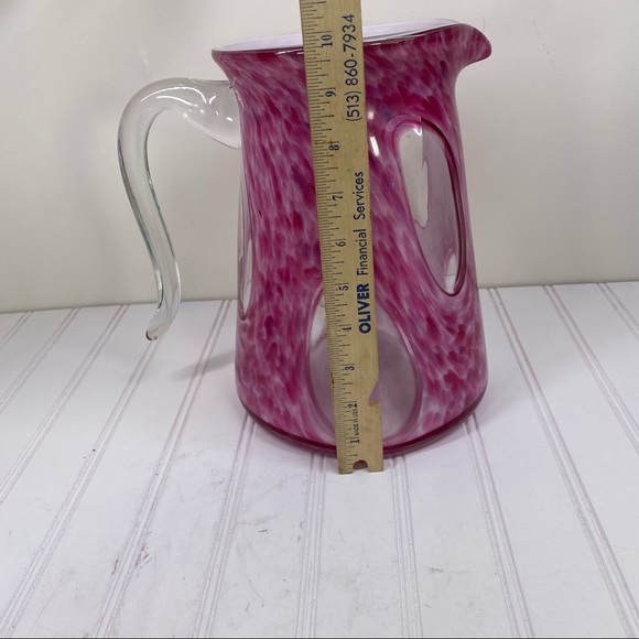 Large Modern design art glass pink pitcher - Picture 5 of 6